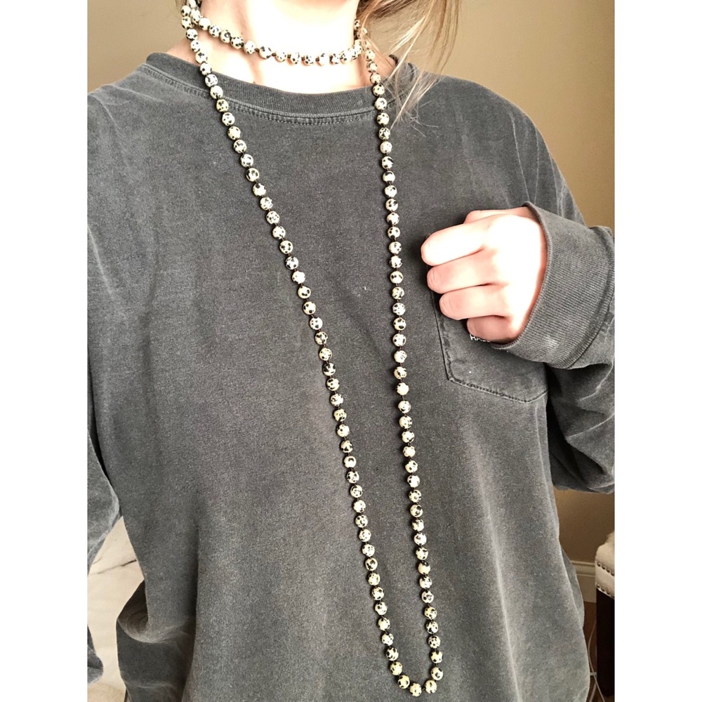 Black & Cream Beaded Necklace